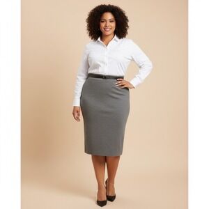 Torrid Straight Pencil Skirt Women‎ Plus 24 Gray Stretch Knit Midi Length Work